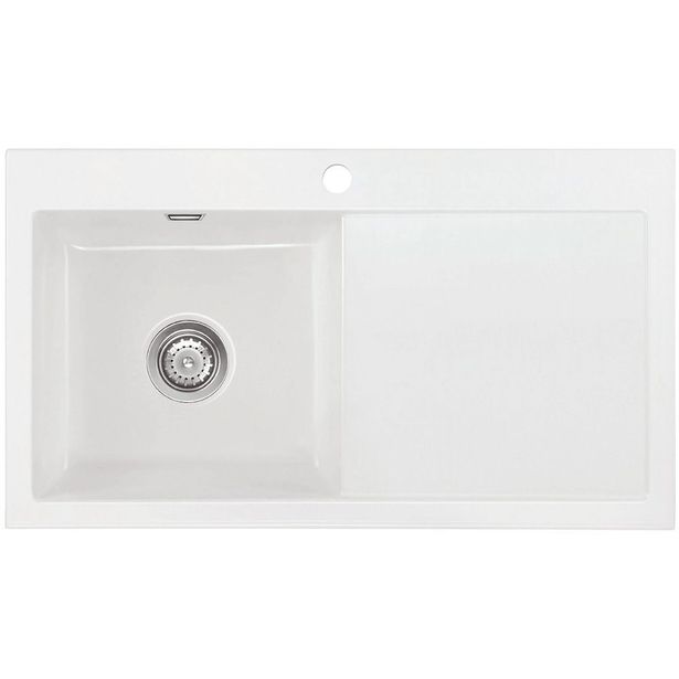 Keittiöallas Lavabo Mera 90, 900x510mm, keraaminen, valkoinen/kromi