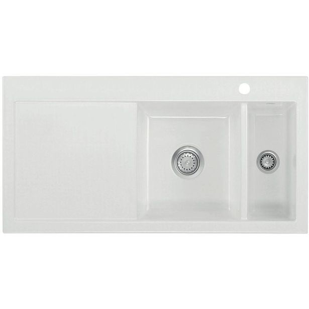 Keittiöallas Lavabo Mera 100 1½, 1000x510mm, keraaminen, valkoinen/kromi