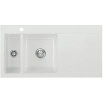 Keittiöallas Lavabo Mera 100 1½, 1000x510mm, vasen, keramiikka, valkoinen/kromi