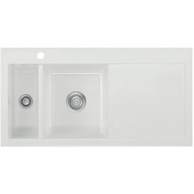 Keittiöallas Lavabo Mera 100 1½, 1000x510mm, keraaminen, valkoinen/kromi