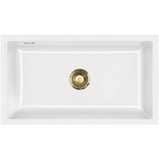 Keittiöallas Lavabo Mera 80 U, 776x441mm, keraaminen, valkoinen/messinki 