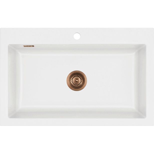 Keittiöallas Lavabo Mera 80, 800x510mm, keraaminen, mattavalkoinen/kupari 