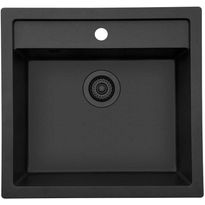 Keittiöallas Lavabo Jupiter 60, 556x526mm, komposiitti, musta, eri pohjaventtiilin värejä