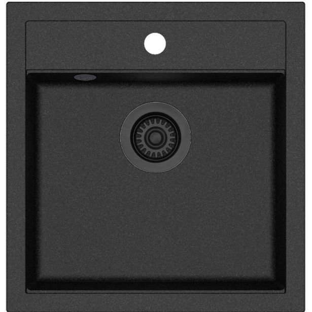 Keittiöallas Lavabo Jupiter 50, 490x510mm, komposiitti, musta/musta