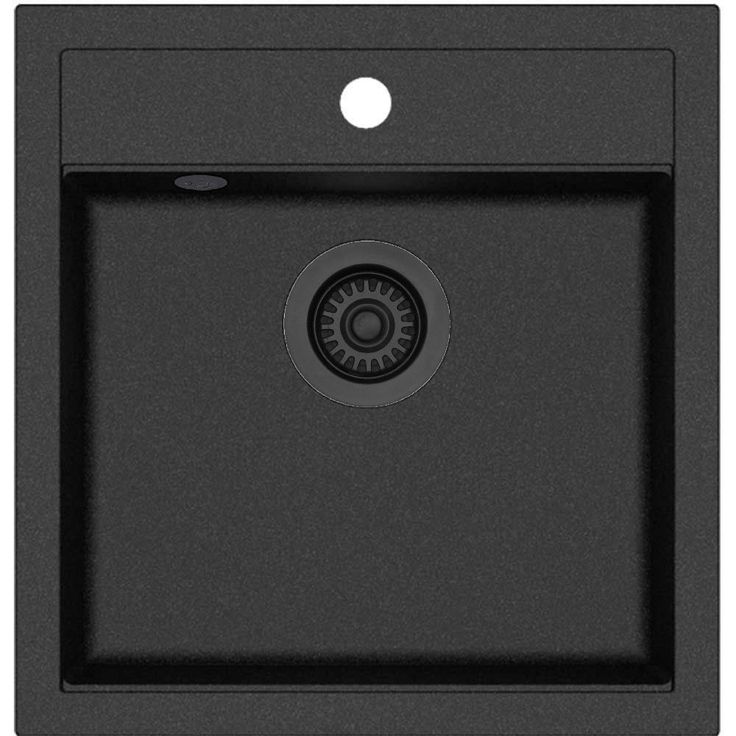 Keittiöallas Lavabo Jupiter 50, 490x510mm, komposiitti, musta/musta