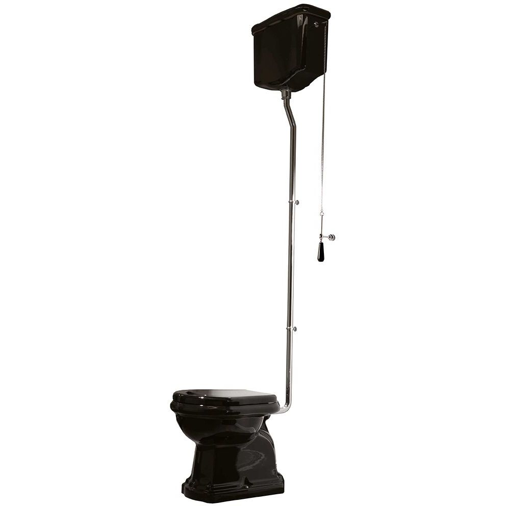 WC-istuin Lavabo Retro High, P-lukko, kromiputki, kiiltävä musta