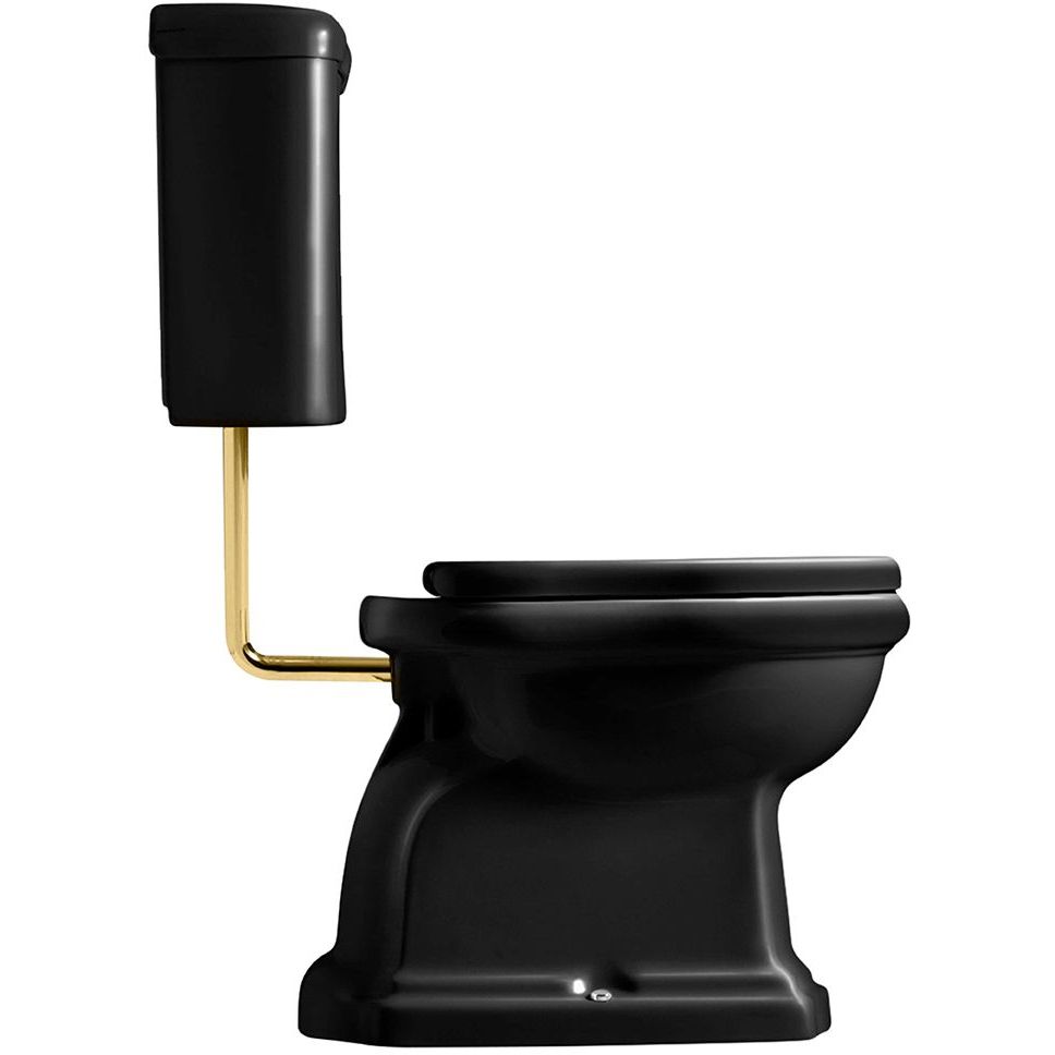 WC-istuin Lavabo Retro Low, S-lukko, messinkiputki, kiiltävä musta