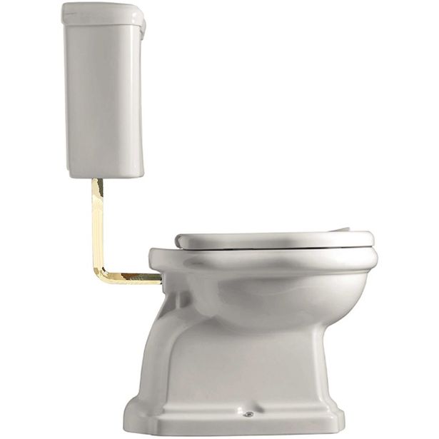 WC-istuin Lavabo Retro Low, P-lukko, messinkiputki, valkoinen
