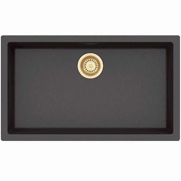 Keittiöallas Lavabo Amsterdam 72, 780x460mm, komposiitti, hopeainen musta/messinki