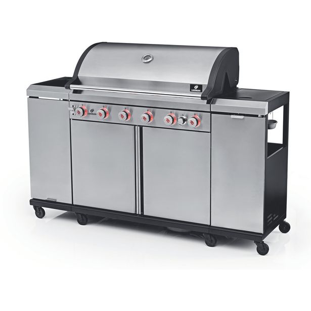 Kaasukeittiö Landmann Outdoor MaxX 6.1 Stainless Steel, 6 poltinta, sivukeitin ja lämpöhylly