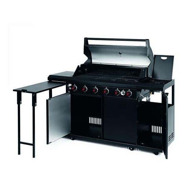 Kaasukeittiö Landmann Outdoor MaxX 6.1 Stainless Steel, 6 poltinta, sivukeitin ja lämpöhylly