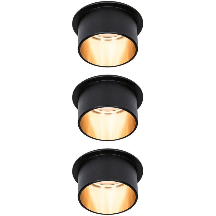 LED-Alasvalosetti Paulmann Gil 3-osainen himmennettävä IP44 2700K mattamusta/kulta