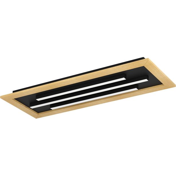 LED Kattovalaisin Eglo Tirrenara 78x30 5cm värivaihto  kaukosäädin musta puu