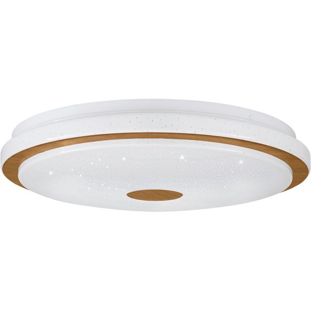 LED-Plafondi Eglo Lanciano 1 värivaihto + kaukosäädin valkoinen/puu eri kokoja