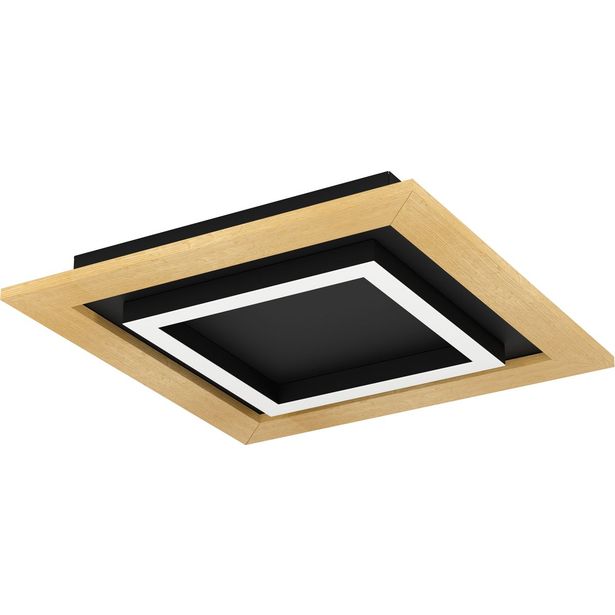 LED Plafondi Eglo Tirrenara 37x37cm värivaihto  kaukosäädin musta puu