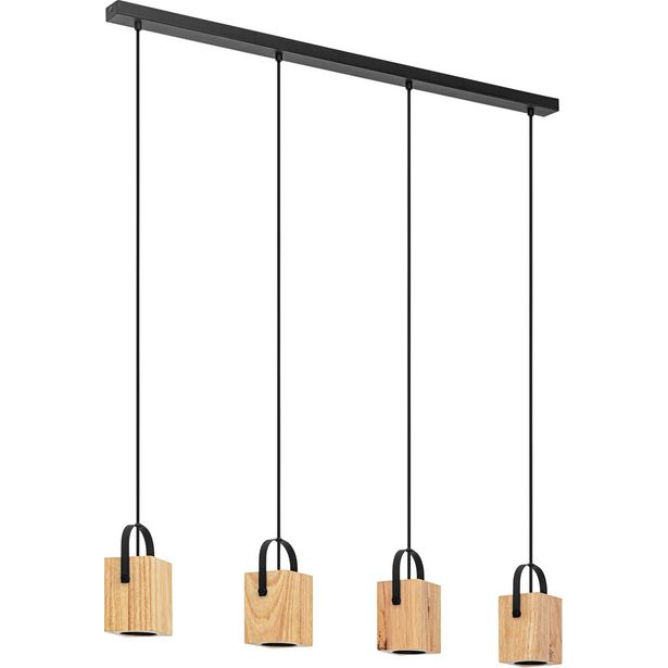 LED Riippuvalaisin Eglo Ayles 4 osainen 93x8 5cm puu musta