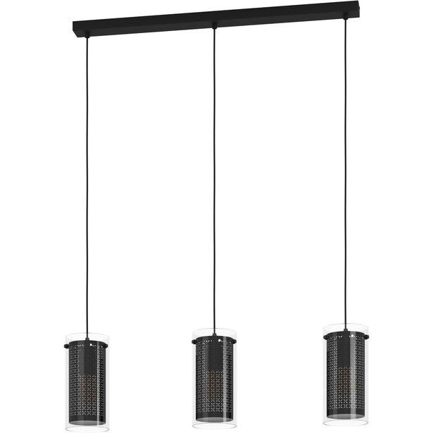 LED Riippuvalaisin Eglo Pinto textil 1 3 osainen 82x12cm musta
