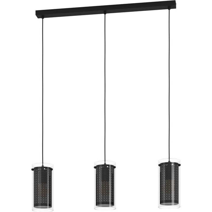 LED Riippuvalaisin Eglo Pinto textil 1 3 osainen 82x12cm musta