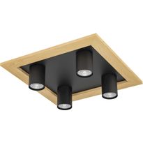 LED-Spottivalaisin Eglo Valcasotto 1, 4-osainen, 37x37cm, musta/puu