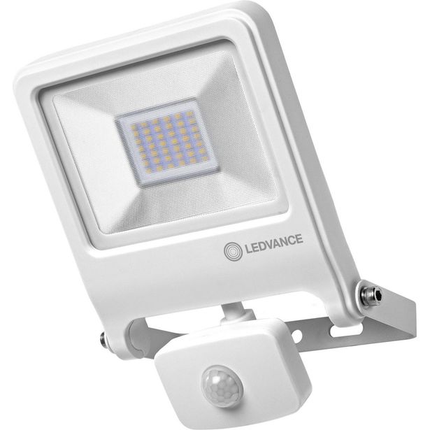 LED-valonheitin Ledvance Endura Flood 30W, 3000K, valkoinen, liiketunnistin