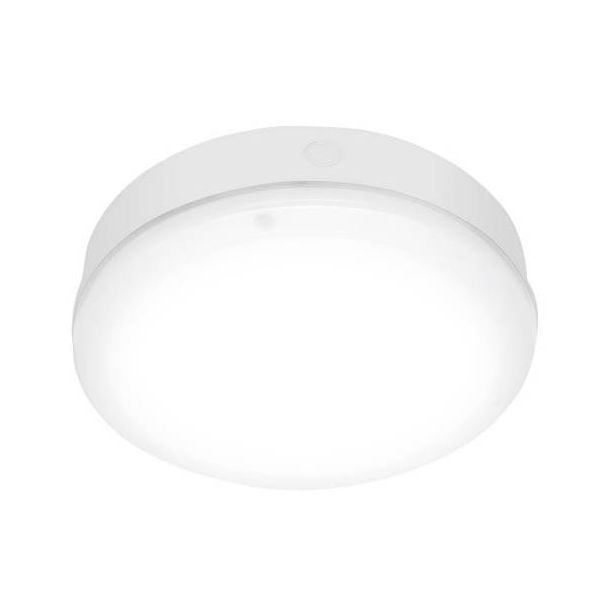 LED-plafondi Ledvance Bulkhead, Ø250mm, 3000K, IP65, valkoinen