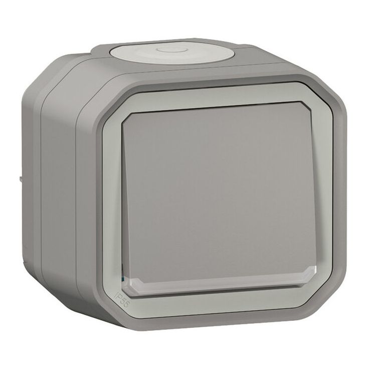 Kontrollivalollinen vaihtokytkin Legrand Plexo 10 A IP55 pinta, harmaa