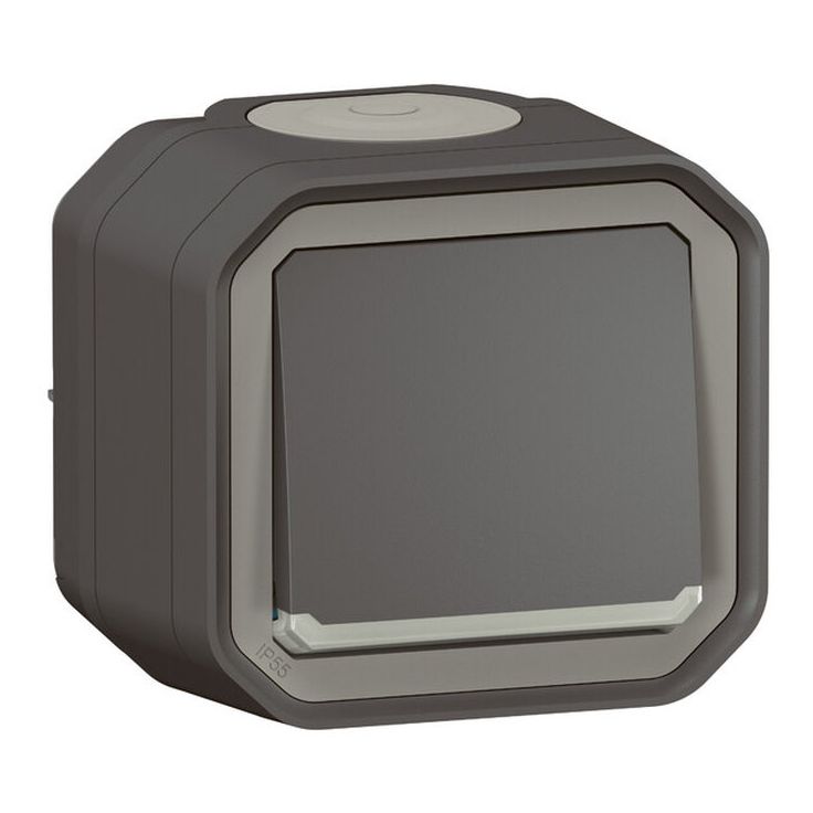 Kontrollivalollinen vaihtokytkin Legrand Plexo 10 A IP55 pinta, antrasiitti