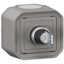 Savunpoiston palautusohjauskotelo Legrand Plexo avainkytkimellä, 2 NO-kosketinta, IP55 pinta, harmaa