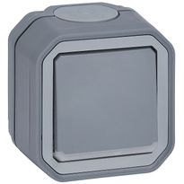 Kaksinapainen kytkin Legrand Plexo 10 A IP55 pinta kontrollivalolla, harmaa