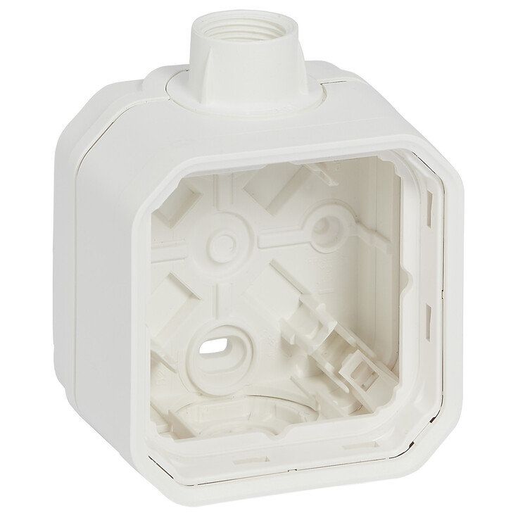 Pintakotelo Legrand Plexo 1-osainen IP55 ISO 20 -läpiviennillä, valkoinen