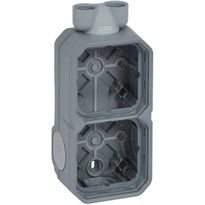 Pintakotelo Legrand Plexo 2-osainen IP55 ISO 20- ja kalvoläpivienneillä, harmaa