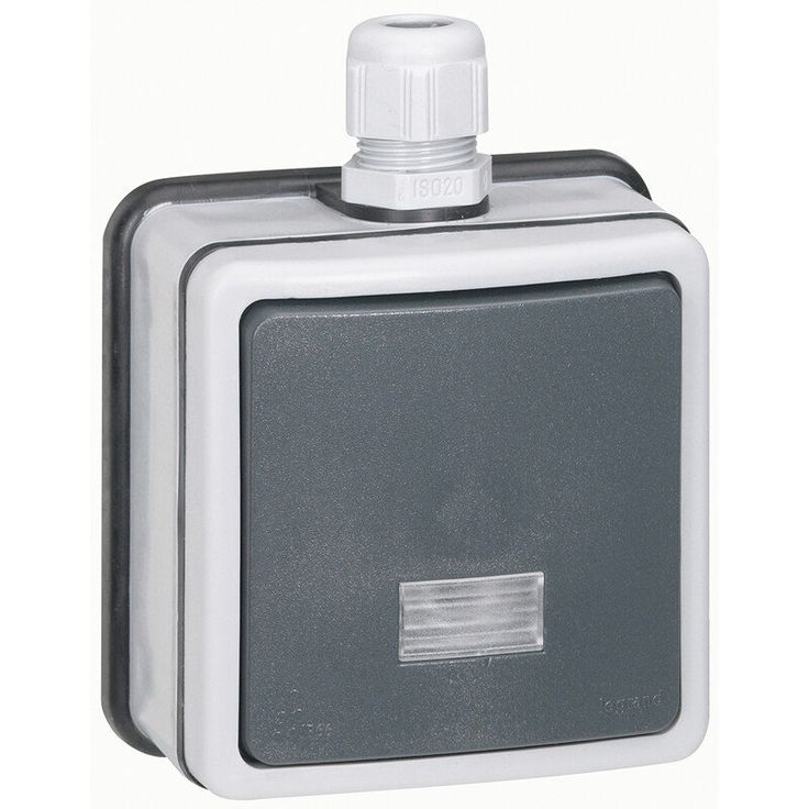 Kaksinapainen kytkin Legrand Plexo 66 10 A IP66 pinta kontrollivalolla, harmaa