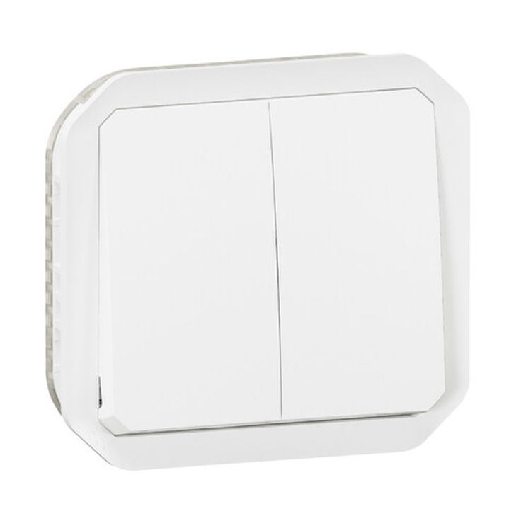 Kaksoismonitoimikytkin/-painikemekanismi Legrand Plexo 10 A IP55, valkoinen