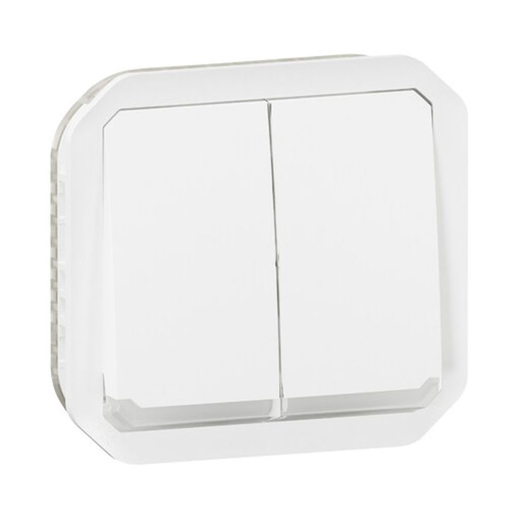 Kaksoismonitoimikytkin/-painikemekanismi Legrand Plexo 10 A IP55 merkkivalolla, valkoinen