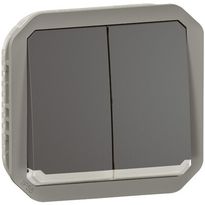 Kaksoismonitoimikytkin/-painikemekanismi Legrand Plexo 10 A IP55 merkkivalolla, antrasiitti