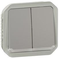Kaksoismonitoimikytkin/-painikemekanismi Legrand Plexo 10 A IP55 merkkivalolla, harmaa