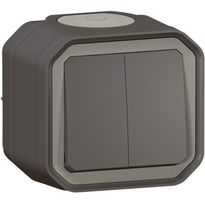 Kaksoismonitoimikytkin/-painike Legrand Plexo 10 A IP55 pinta, antrasiitti