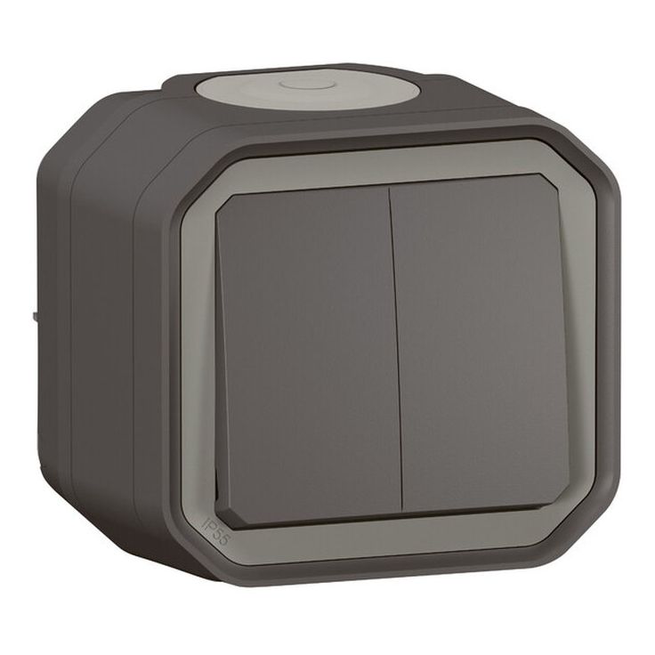 Kaksoismonitoimikytkin/-painike Legrand Plexo 10 A IP55 pinta, antrasiitti
