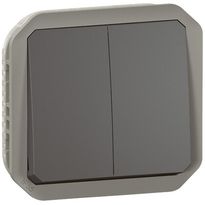 Kaksoismonitoimikytkin/-painikemekanismi Legrand Plexo 10 A IP55, antrasiitti