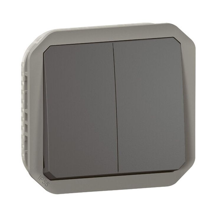Kaksoismonitoimikytkin/-painikemekanismi Legrand Plexo 10 A IP55, antrasiitti