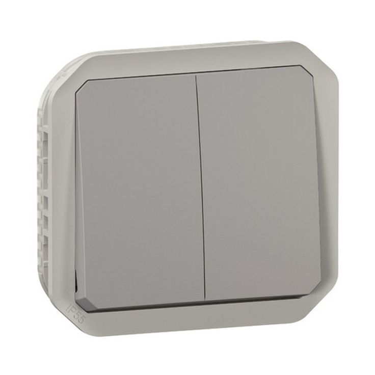Kaksoismonitoimikytkin/-painikemekanismi Legrand Plexo 10 A IP55, harmaa