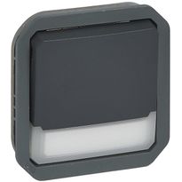 Hakuvalollinen vaihtopainikemekanismi Legrand Plexo 10 A IP55 12 V hakuvalolla, antrasiitti