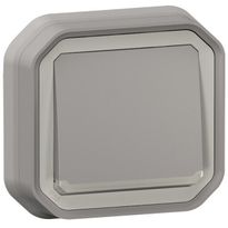 Hakuvalollinen vaihtopainike Legrand Plexo 10 A IP55 uppo kiinnityskynsillä, vaihdettava LED, harmaa