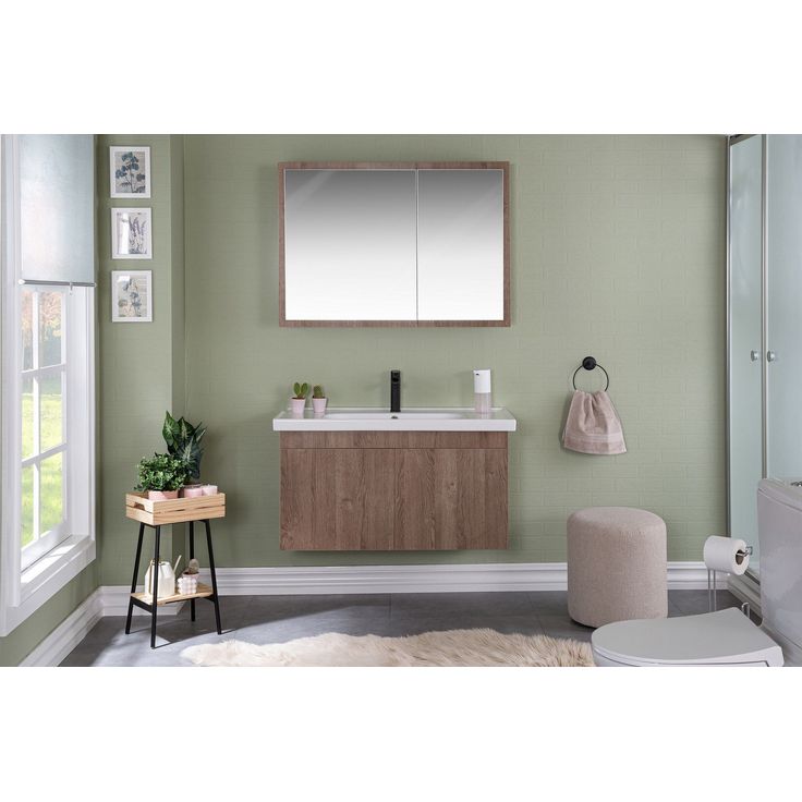 Kylpyhuoneryhmä Linento Bathroom Bryce 100 Brown peilikaappi