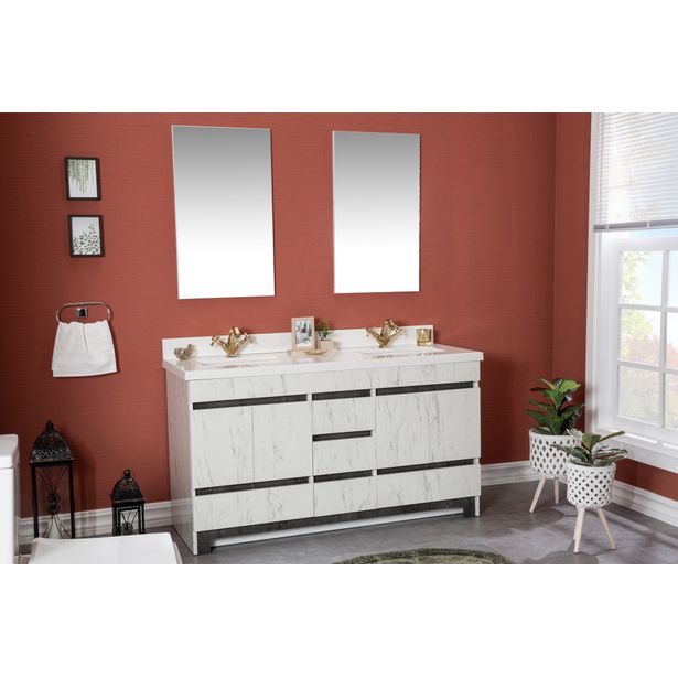 Kylpyhuoneryhmä Linento Bathroom Edisto 60 Black kaksi allasta ja peiliä