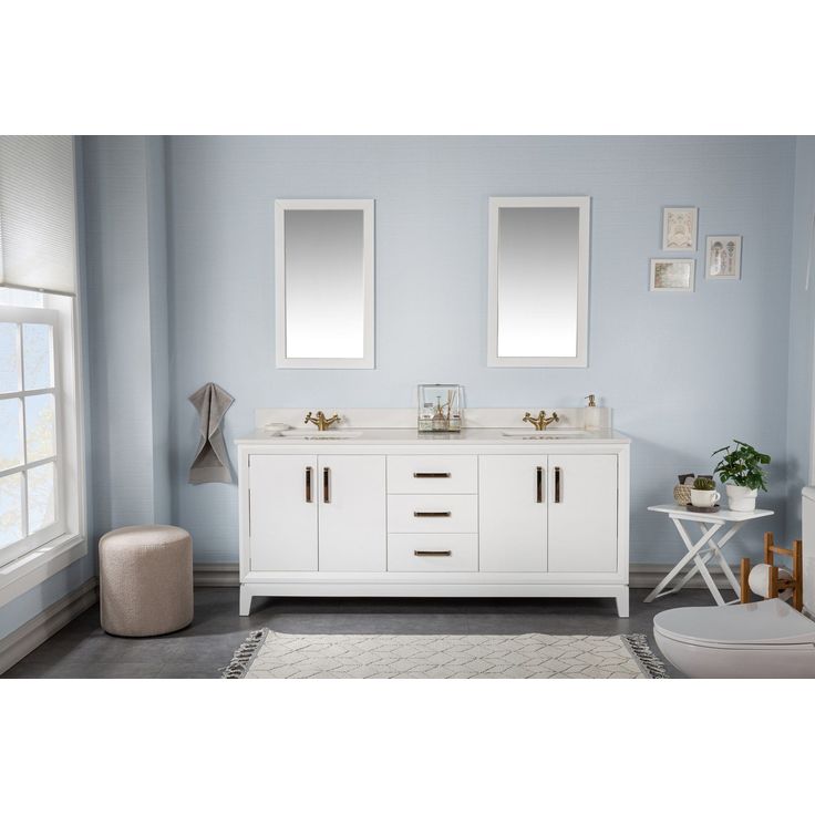 Kylpyhuoneryhmä Linento Bathroom Michigan 72 White kaksi allasta ja peiliä
