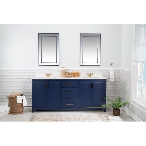 Kylpyhuoneryhmä Linento Bathroom Ontario 72 DarkBlue kaksi allasta ja peiliä