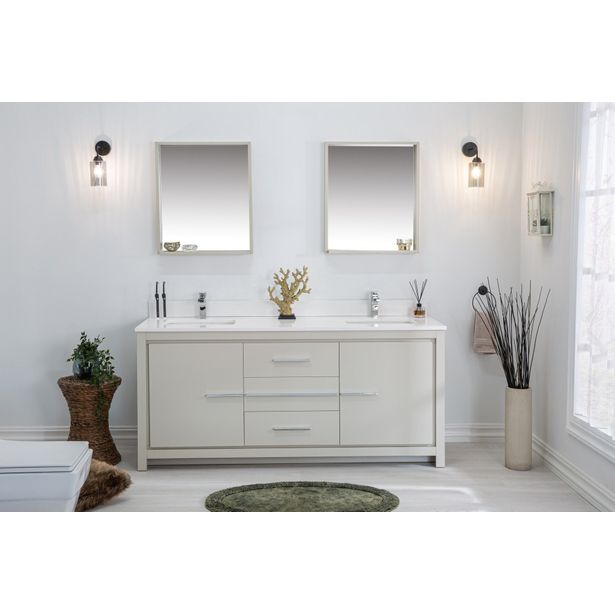 Kylpyhuoneryhmä Linento Bathroom Superior 72 Beige kaksi allasta ja peiliä