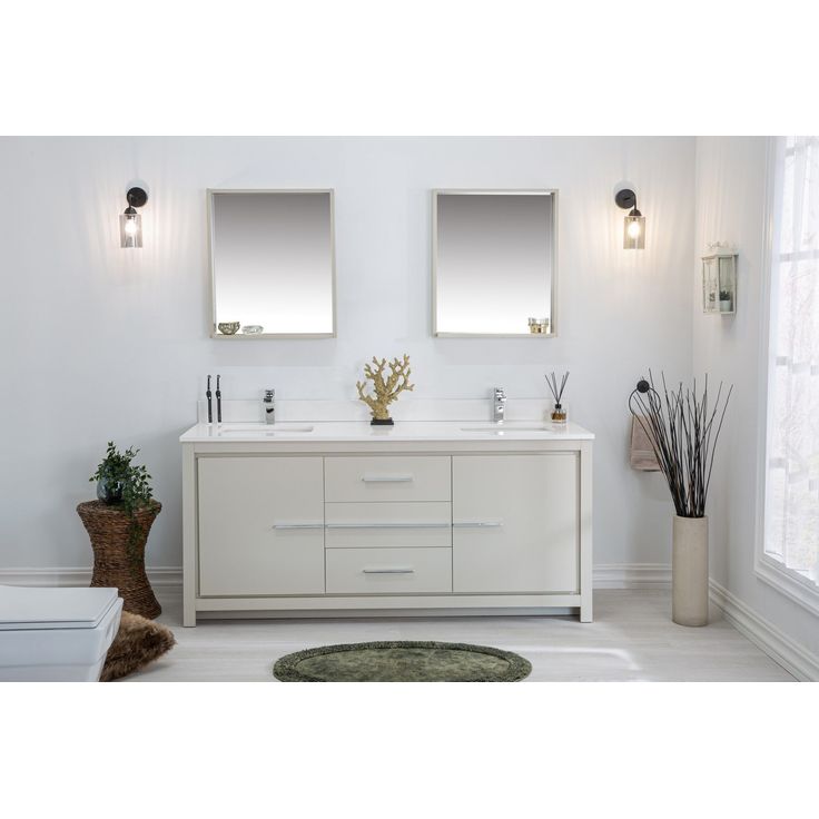 Kylpyhuoneryhmä Linento Bathroom Superior 72 Beige kaksi allasta ja peiliä