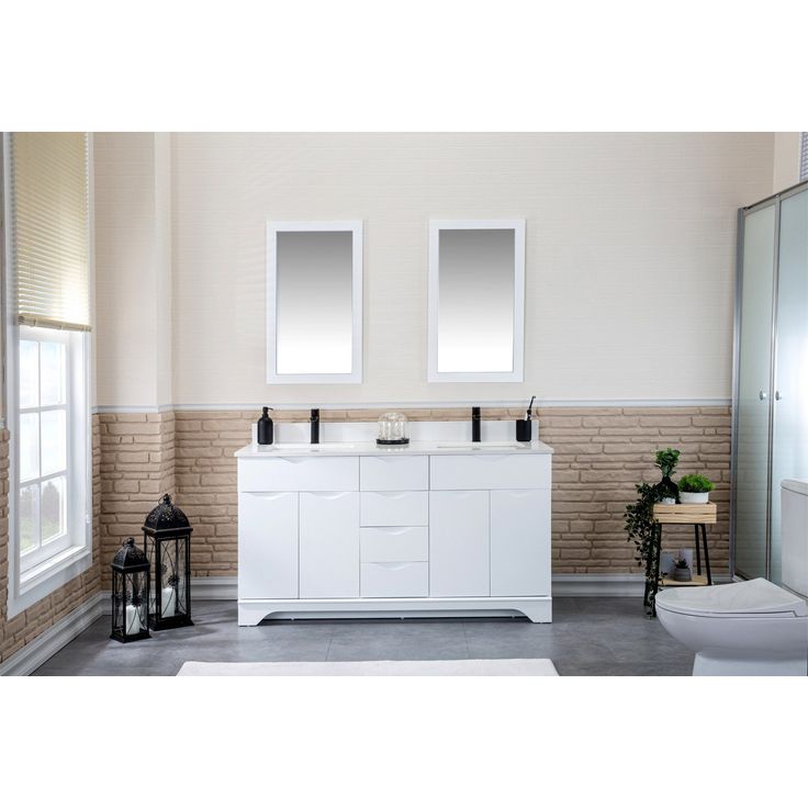 Kylpyhuoneryhmä Linento Bathroom Teton 60 White kaksi allasta ja peiliä